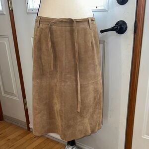 Isaac Mizrahi Brown Suede Midi Skirt